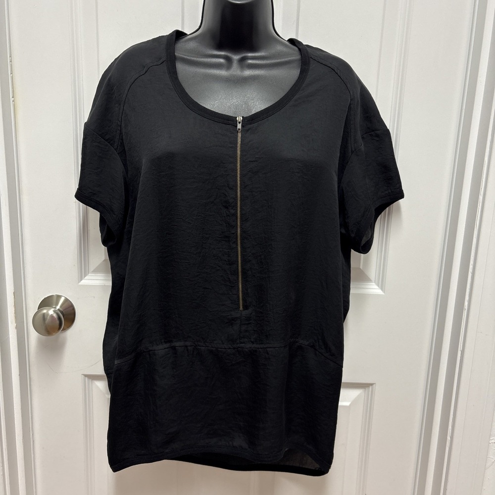 Wilfred Womens Black Hi-low Round Neck Silky Front‎ Zip Pockets Aritzia Small